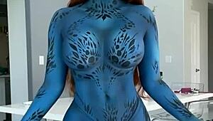 Mystic seduces in X-Men cosplay flaunting huge tits and ass
