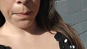kelly kendricks' huge cleavage tits burst out while smoking cigarette outdoors in sun!