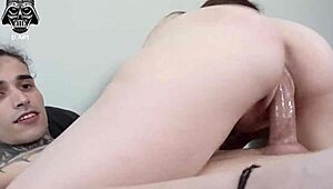 Brazilian Hottie Rides Huge Cock! Gets Cumshot Doggy Style!