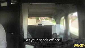 fake taxi brunette works out hard on massive cock with sloppy blowjob