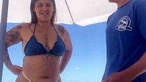 young african crossdresser flashes swollen pussy and monster cock on crowded beach