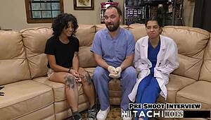 Petite Tattooed Latina Nicole Luva Spreads Hairy Pussy on Bed with Vibrator Moans