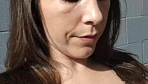 kelly kendricks' huge cleavage tits burst out while smoking cigarette outdoors in sun!