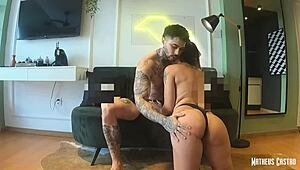 gostosa rabuda blogueira begs for my cum after sloppy blowjob on her pierced nipples then i fuck her tight pussy