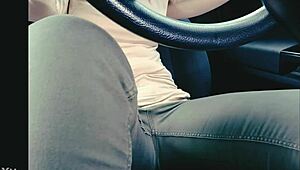 big sis stuck in traffic jam desperately holds pee but soaks jeans wetting everywhere