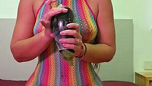 Latina Brunette Gapes Ass with Huge Zucchini Till Squirting Cum