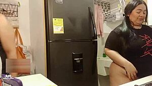 Servant maid bends over for sneaky doggystyle pounding!