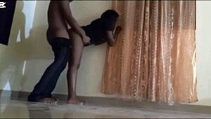 quick backyard pound with busty latina maid's huge ass on display