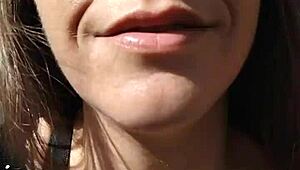 kelly kendricks' huge cleavage tits burst out while smoking cigarette outdoors in sun!