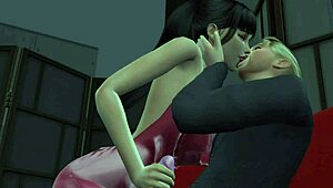 Monster cock cuckolds old asian wife on desk with friend