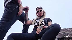 Stepsister Vacation Beach Blowjob Swallows My Thick Dick