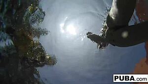 damn samantha rone's underwater pool solo masturbation shows off her nude tits ass perfectly!