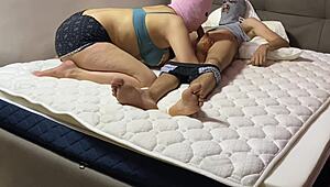 Arab wife milf sucks big black cock for creampie with husband