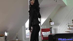 posh uk teen 18+ teases old man's cock in glamour pov stockings