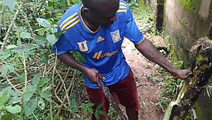 Oiled Young Babe Fucks Massive Plantain Deep In Garden Nature Heat!