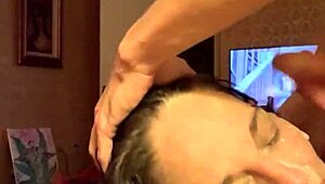 fucked her brains out for college tuition older slut takes double jizz facial