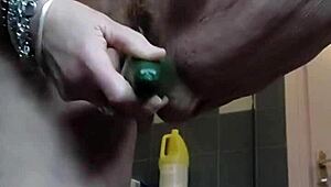 granny rams cucumber deep into her hairy german beaver