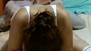 Stepson licks mommy's hairy pussy then fucks hard anal creampie big tits cum inside housewife