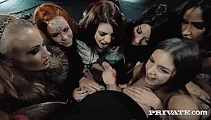 Sooo six hot brunettes blondes redheads gangbang stallion deepthroat sucking handjob cumshot facials sharing