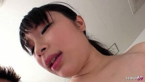 Petite Japanese leggings teen seduces teacher into tight creampie ride