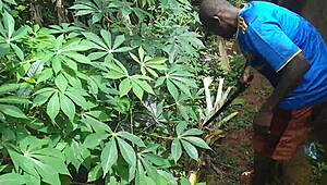 Oiled Young Babe Fucks Massive Plantain Deep In Garden Nature Heat!