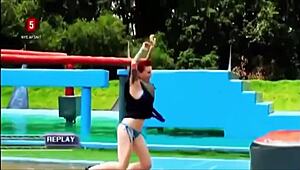 Danish Bikini Girls Wipeout Pool Fun