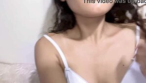 skinny teen babe rams huge black dildo deep in tight pussy