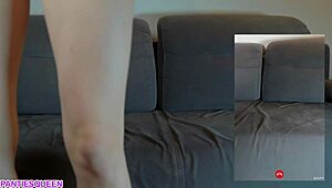 naughty blonde student flashes swollen pussy then roughly dildo fucks on zoom cam