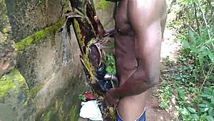 Oiled Young Babe Fucks Massive Plantain Deep In Garden Nature Heat!