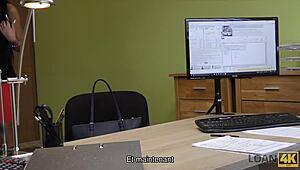 Czech cutie faces rich man's loan troubles in steamy office casting