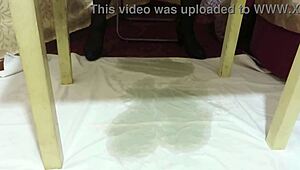 milf pees under table amateur fetish compilation?