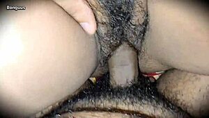desi stepmom strokes foot then rides cock into hairy pussy depths
