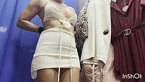 girl slips off dress in public locker room on cam