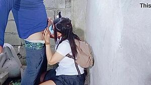 yo pinay teen gives sloppy bj to construction dude up close