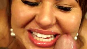 ohh lady bee gaggin on dat big monster cock deepthroat till she swallows cum