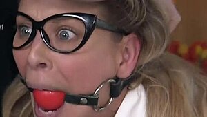 blonde slave bound and anal fucked rough with panties stuffed in mouth