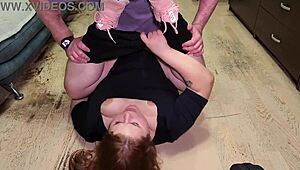 Blast cum on redhead milf face chest hair doggy missionary sneakers!