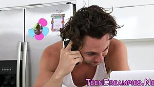 blonde teen 18+ takes monster cock in cunt until creampie spills out hard