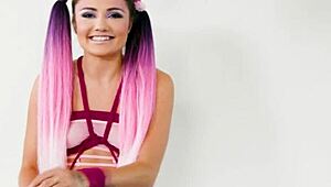 hey petite adria rae with tattoos bends over taking monster cock doggystyle