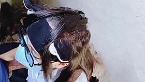 yo pinay teen gives sloppy bj to construction dude up close