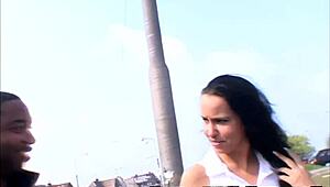 Big Tit Euro Babe Laura Lion Blows Stranger's Huge Black Cock Outdoors