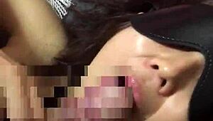 blindfolded young wife licks cock bondage oral service