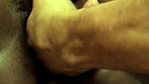 Skinny ebony with hairy bush and saggy natural tits takes rough interracial creampie from monster white cock