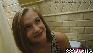 Paisley Brooks lucky stepsis slurps monster cock in hardcore homemade blowjob