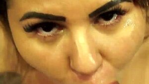 ohh lady bee gaggin on dat big monster cock deepthroat till she swallows cum