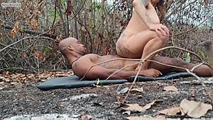 naughty neighbor milf fucks lover in woods gives ass cuz mad at cuck hubby 🌳🍑😡