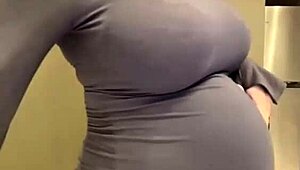 Pregnant Stepmom Bursts Out Milky Tits from Tight Red Bra!