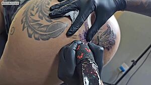 check out this milf's massive pussy lips getting stretched by huge black cock creampie surprise