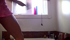blonde teen cutie moans softly while teasing her pretty feet in the pool bathtub