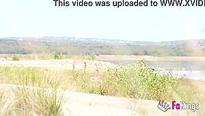 Briseida Myers gets so horny in swamp nudism, begs to fuck her petite tits outdoors now